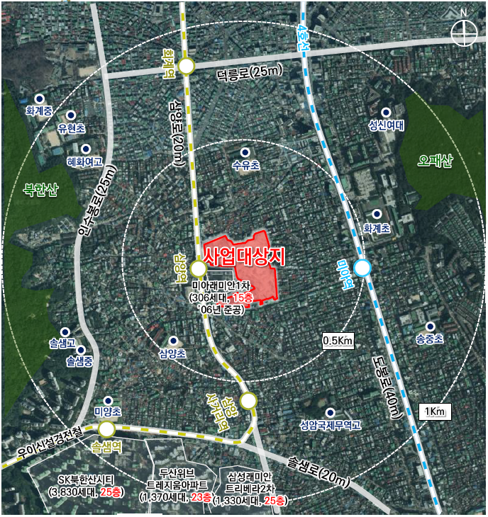 서울 강북구 미아동 791-364번지 일대 미아제3구역 위치도. 서울시