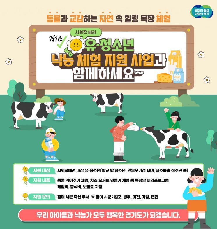 '사회적배려 유·청소년 낙농 체험 지원' 사업 포스터. 경기도 제공