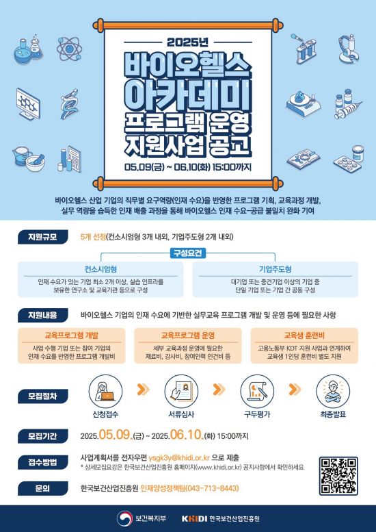 "실무형 인재 양성"…'바이오헬스 아카데미' 지원사업 공모