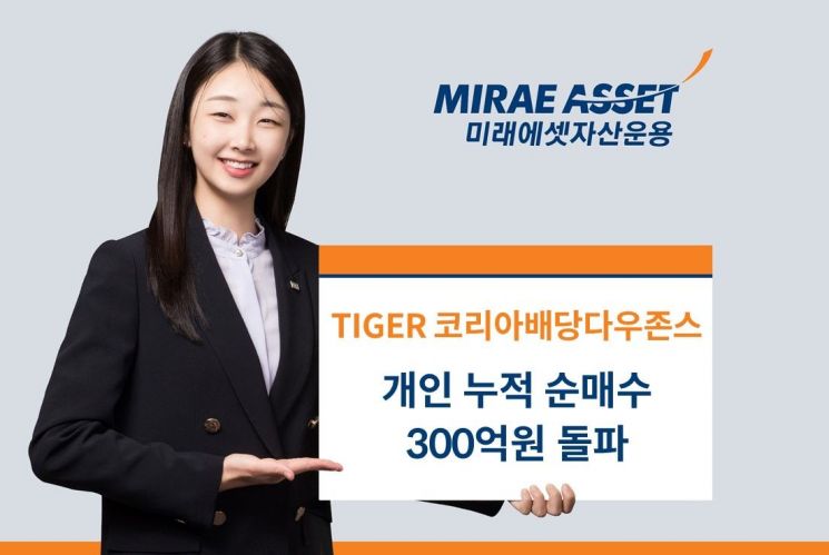 TIGER 코리아배당다우존스 ETF, 개인 누적 순매수 300억 돌파