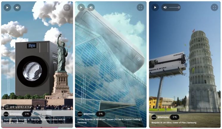 "피사의 사탑 세우는 청소기?"…삼성, '비스포크 AI' 이색 광고 눈길