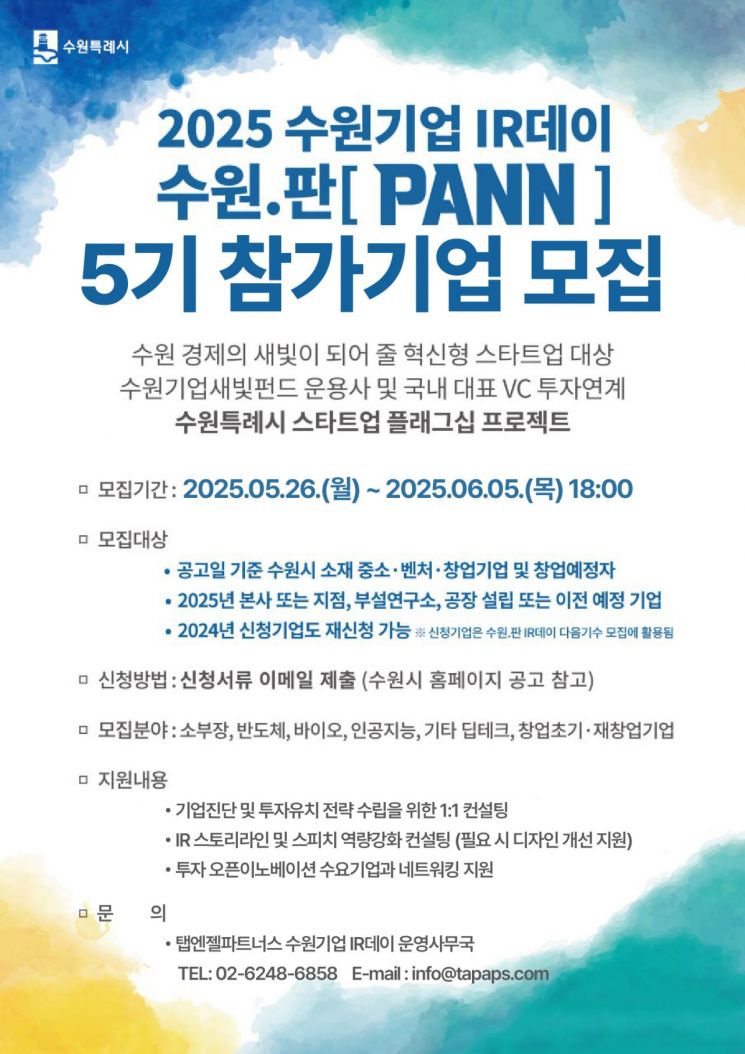 Suwon City Recruiting Companies for IR Day Participation... Up to Seven by June 5