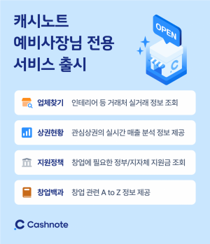 한국신용데이터, 캐시노트 창업 준비 서비스 출시