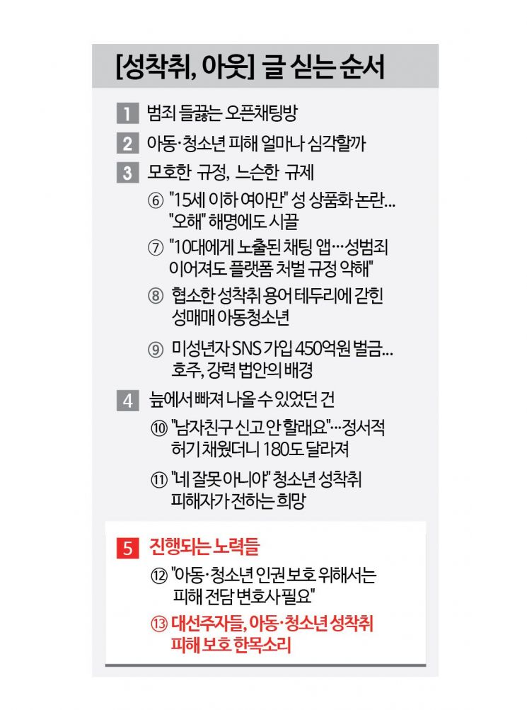 대선주자들, 아동·청소년 성착취 피해 보호 한목소리[성착취, 아웃]