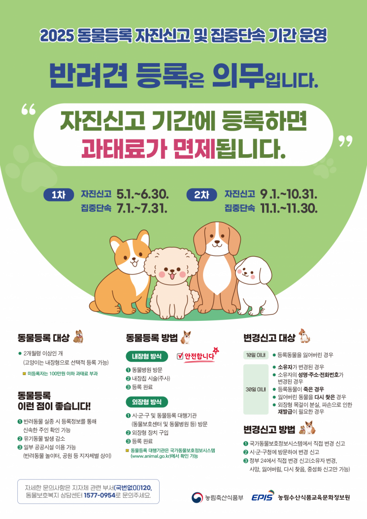 금천구, 반려동물 등록 자진신고 이달 30일까지 운영