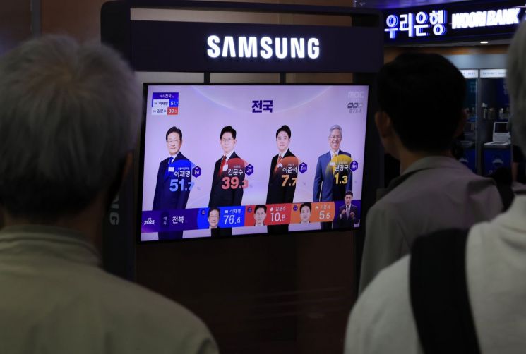 방송3사 출구조사 이재명 51.7% 김문수 39.3%…12.4%p 격차(상보)