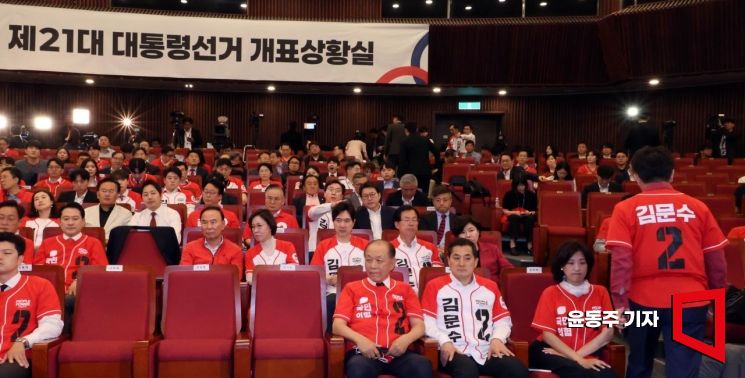 [포토] 개표상황실 나가는 권성동 원내대표