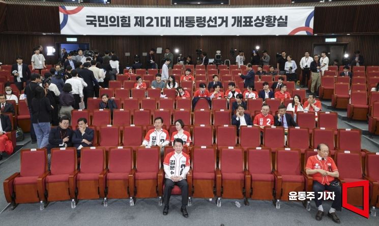 [포토] 썰렁한 국민의힘 개표상황실