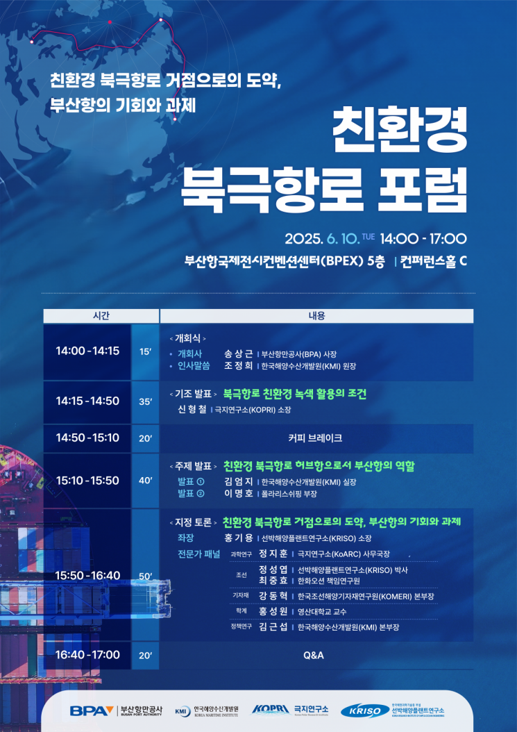 부산항 북극 거점 도약!… 부산항만공사, ‘친환경 북극항로 포럼’ 개최