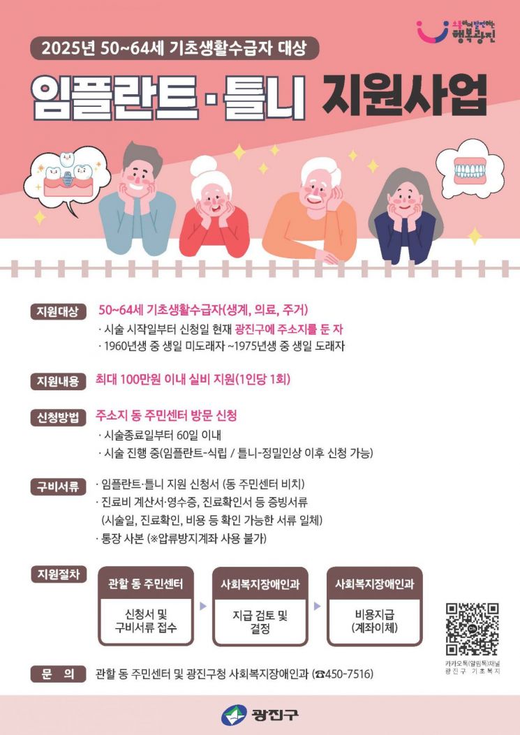 임플란트·틀니 지원사업 안내문. 광진구 제공.