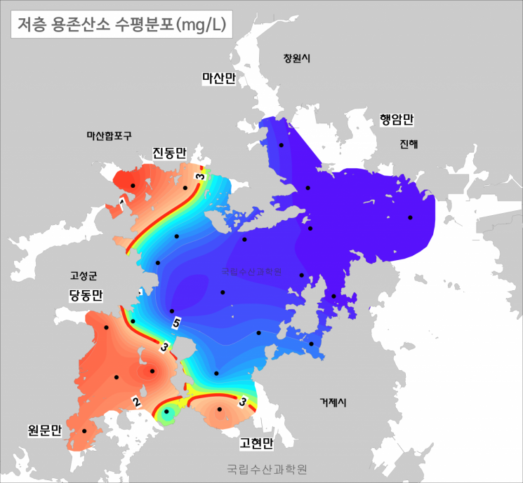 진해만서 올해 첫 '산소부족 물 덩어리' 관측 … 창원시, 예찰 강화로 대비