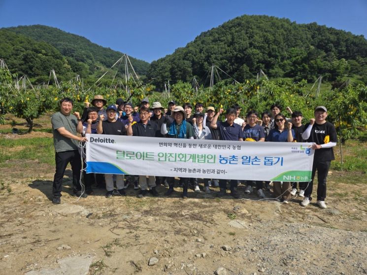 딜로이트 안진은 지난 11일 임직원 30여 명이 충북 음성군 생극면에 소재한 북송아 과수원을 찾아 일손돕기에 나섰다고 밝혔다. 딜로이트 안진