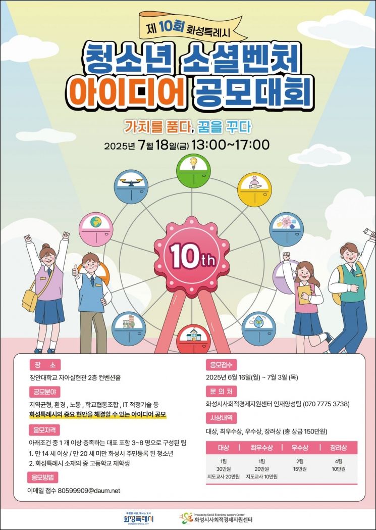 화성시 '청소년 소셜벤처 아이디어 공모대회' 개최