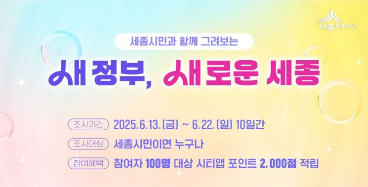 세종시, 새정부 출범 도시 비전 설문조사