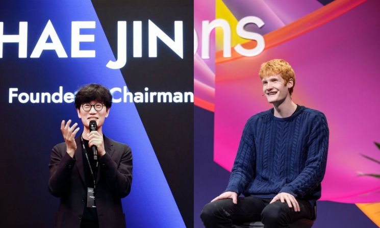 이해진 네이버 의장(왼쪽)과 마이클 트루엘 애니스피어 공동창업가 겸 최고경영자(CEO)가 이달 초 미국에서 만났다. 네이버는 애니스피어의 AI 코딩 어시스턴트 '커서'를 자사 직원들에게 배포했고, 국내외 AI 기업들과의 협력과 네트워킹을 강화하고 있다.