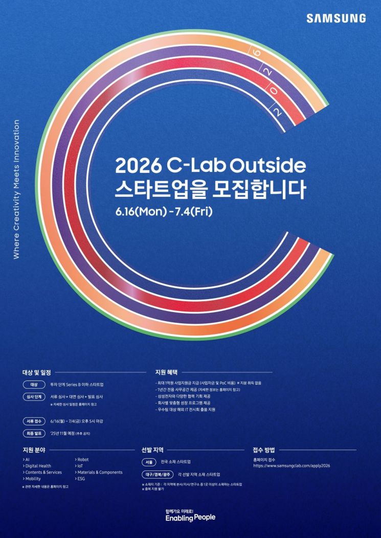 'C랩 아웃사이드(C-Lab Outside)' 8기 스타트업 모집 포스터. 삼성전자.
