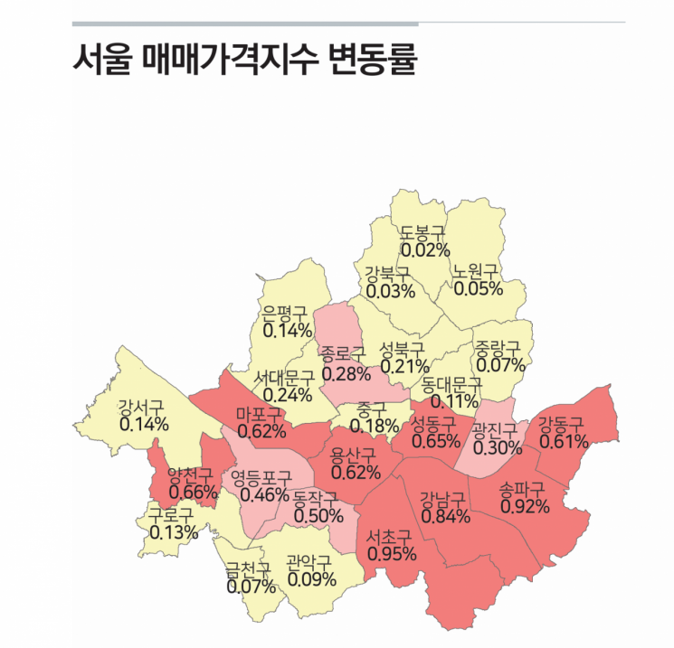 5월 서울 매매가격지수 변동률. 한국부동산원 제공