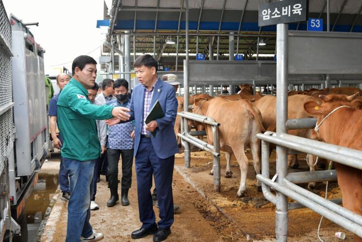 정철원 담양군수, 가축시장 방문…"축산농가 애로 청취"