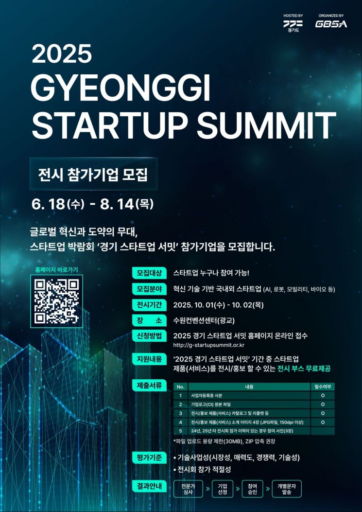경기 스타트업 서밋 참가기업 모집 포스터