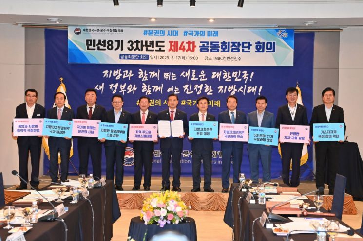 대한민국시장·군수·구청장협의회,민선8기 3차년도 제4차 공동회장단회의 단체 사진.