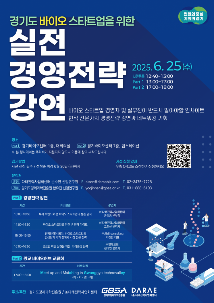 경과원, 25일 바이오 스타트업 '실전전략 강연'