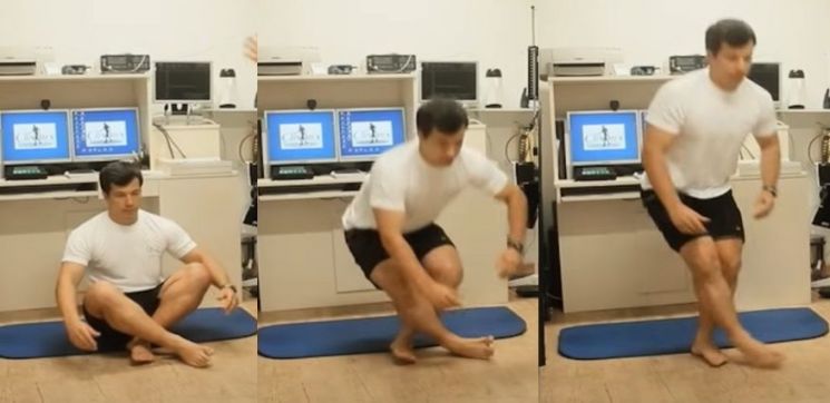앉았다 일어나기 테스트(Sitting-rising test:SRT). Clinimex Clnica de Medicina do Exerccio 유튜브 캡처