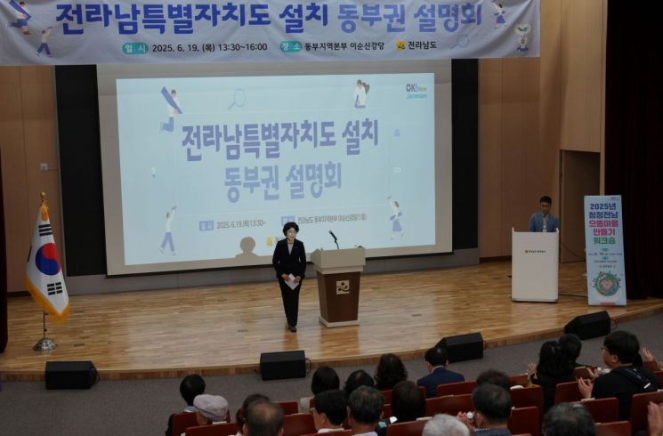 19일 전라남도는 '전라남특별자치도' 설치에 대한 도민 이해도 제고와 공감대 확산을 위한 동부권 도민설명회를 진행했다. 전남도 제공