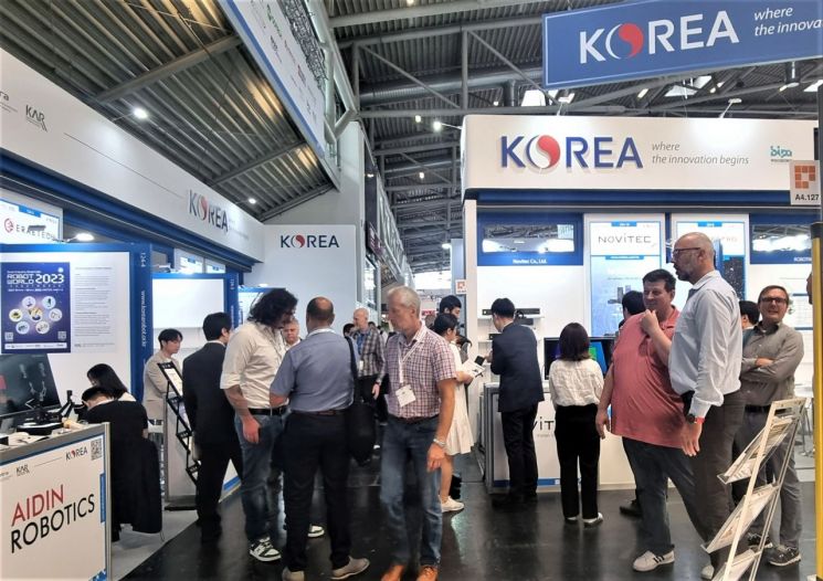 2023년 개최된 독일 뮌헨 자동화 전시회의 한국관 전경. 코트라.