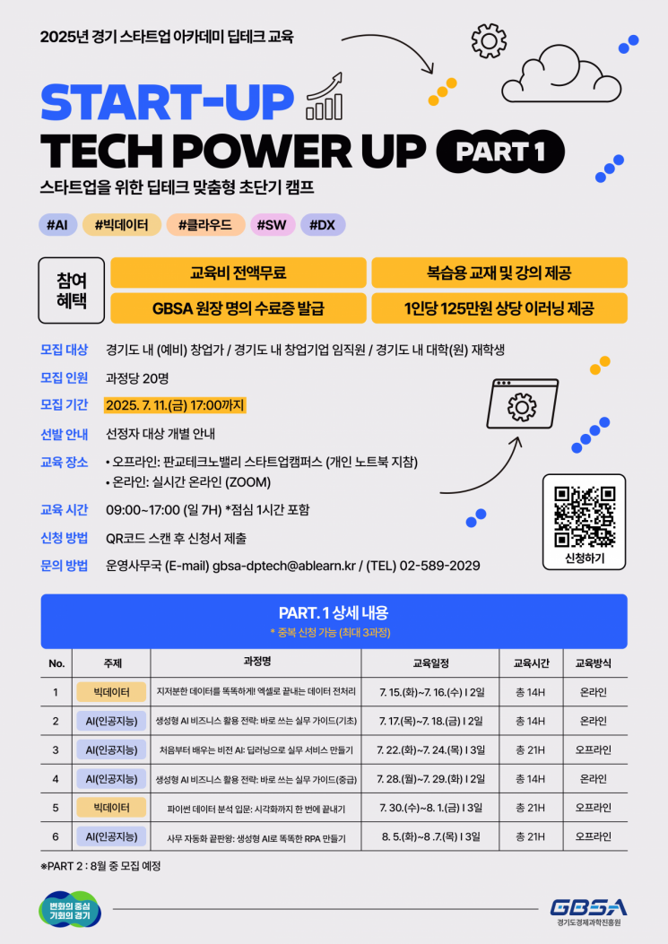 경기스타트업 아카데미 딥테크 교육 모집 포스터