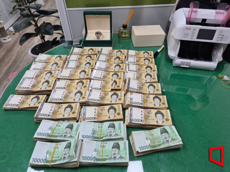경북경찰청 형사기동대가 압수한 현금.