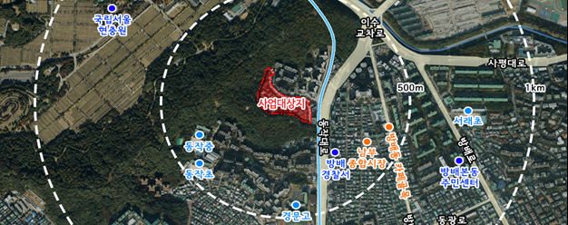 동작동 102-8번지 일대 위치도. 동작구 제공.