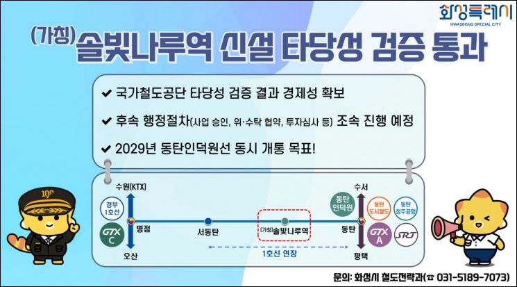 동탄인덕원선 '솔빛나루역', 철도공단 타당성 검증 통과
