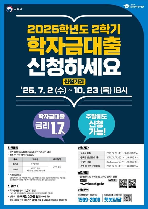 2일부터 2학기 학자금 대출 신청…금리 1.7%