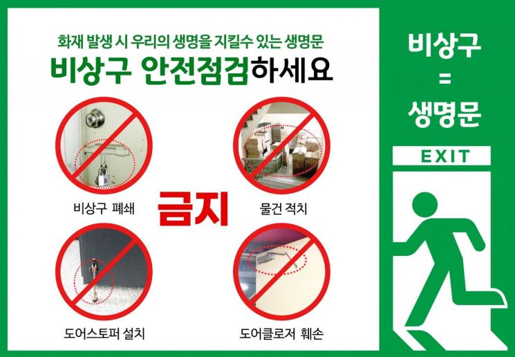 경기도소방재난본부가 비상구 폐쇄 등 불법행위에 대해 강도높은 단속을 실시한다. 경기도소방재난본부 제공