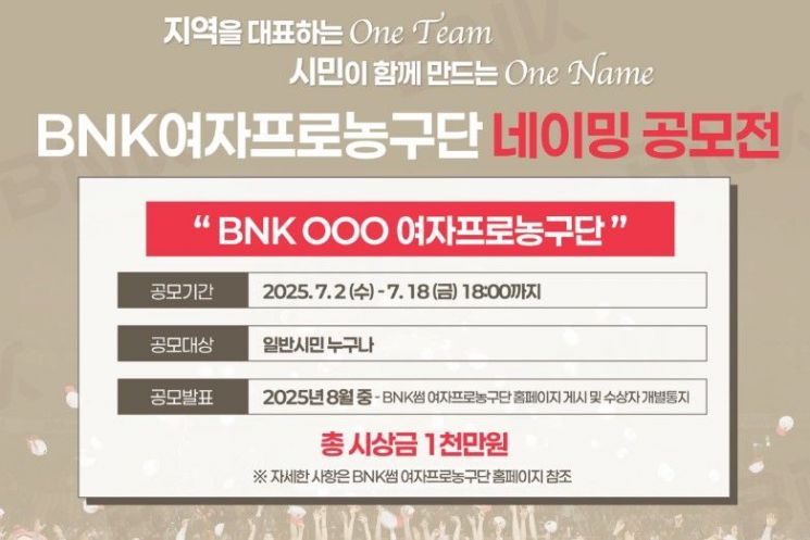 여자프로농구단 부산시민이 이름짓는다… BNK부산은행, 공모 나서