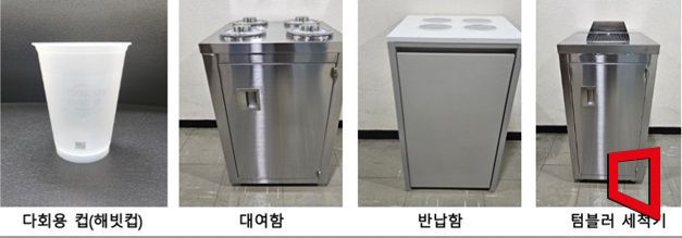 인천시청에 비치된 다회용 컵 대여·반납함과 텀블러 세척기. 인천시 제공
