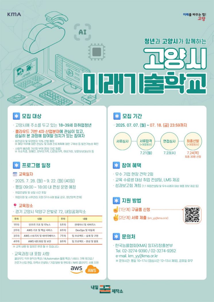 고양시 ‘미래기술학교’ 교육생 모집 포스터. 고양특례시 제공