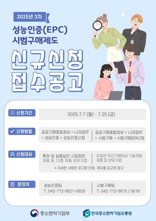 한유원, 성능인증·시범구매제도 신규 신청 접수