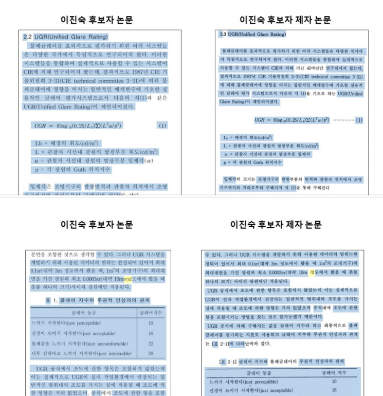 주진우 국민의힘 의원이 공개한 이진숙 교육부장관 후보자와 이 후보자 제자의 논문 비교 자료. 주 의원 페이스북
