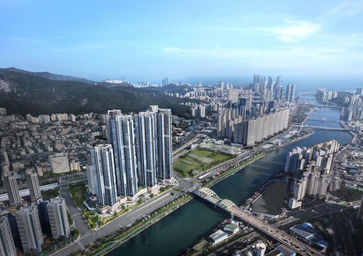 부산 해운대구 르엘 리버파크 센텀 조감도. 롯데건설 제공