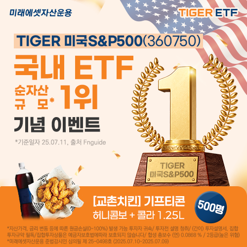 TIGER 미국S&P500, 전체 ETF 가운데 순자산 1위 등극