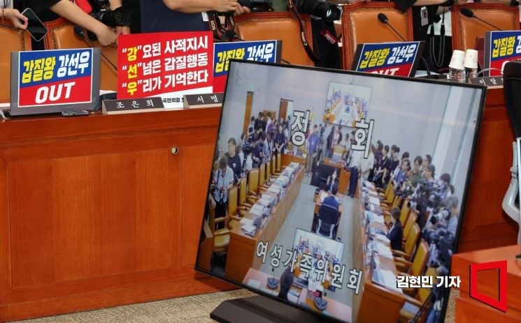 [포토] 시작부터 고성 오가…강선우 인사청문회, 14분 만에 정회