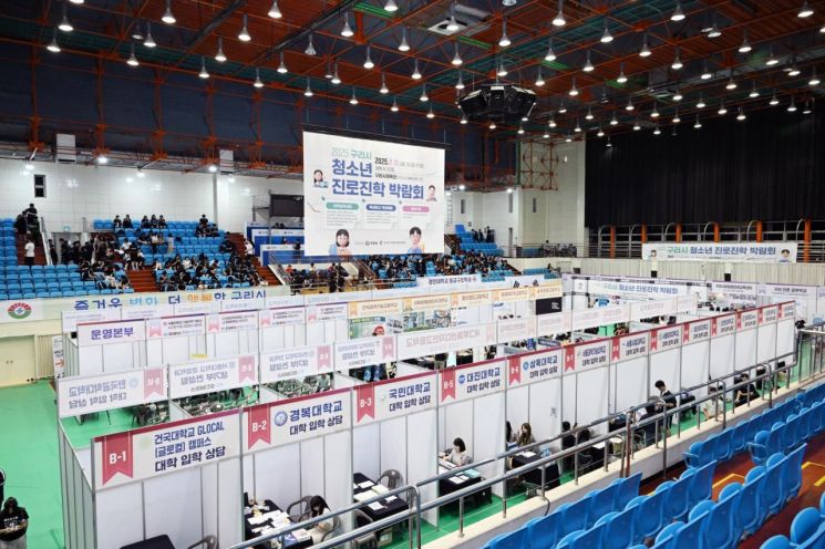 구리시가 지난 11일 경기도구리남양주교육지원청과 공동 개최한 '2025년 구리시 청소년 진로진학박람회'를 개최하고 있다. 구리시 제공