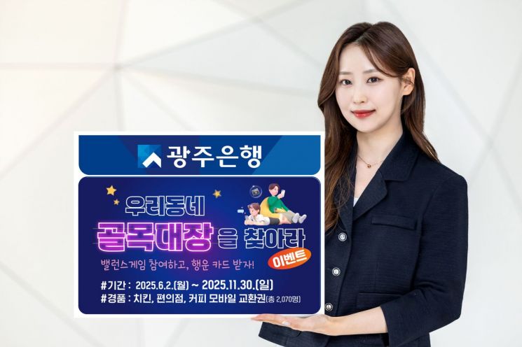 광주은행이 오는 11월까지 젊은 세대 시선으로 발굴한 지역 명소를 투표하고 경품도 받을 수 있는 '우리동네 골목대장을 찾아라!' 이벤트를 진행한다. 광주은행 제공