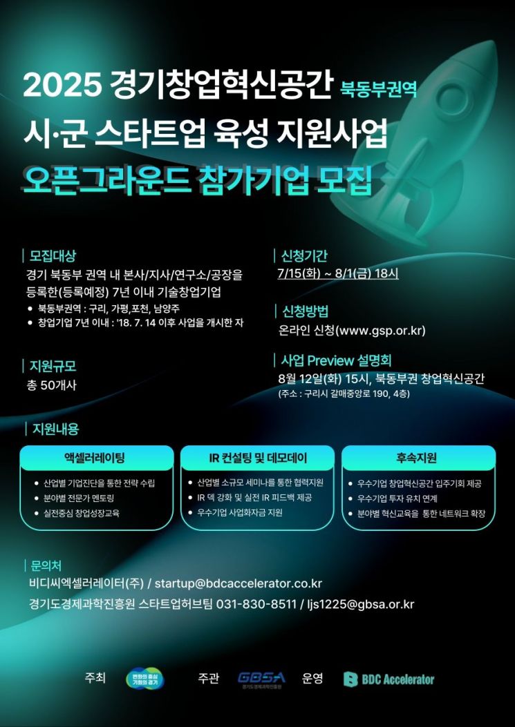 경기창업혁신공간 북동부권 오픈그라운드 참가기업 모집 포스터