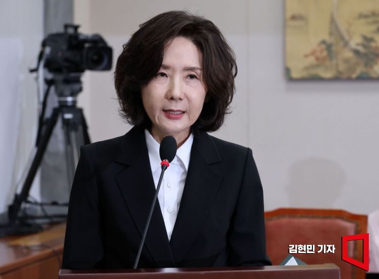 이진숙 사회부총리 겸 교육부 장관 후보자가 16일 국회 교육위원회에서 열린 인사청문회에서 모두발언을 하고 있다. 2025.7.16 김현민 기자