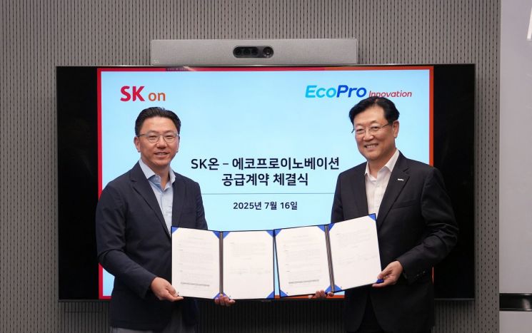 SK온은 에코프로이노베이션과 수산화리튬 공급 계약을 체결했다고 17일 밝혔다. SK온