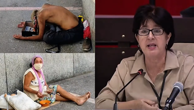 온라인상에 쓰레기통을 뒤지는 쿠바 국민들의 사진이 올라오고 있다. 맨 오른쪽은 문제의 발언을 한 마르타 엘레나 페이토 쿠바 노동부 장관 /틱톡, 엑스(X) 캡처