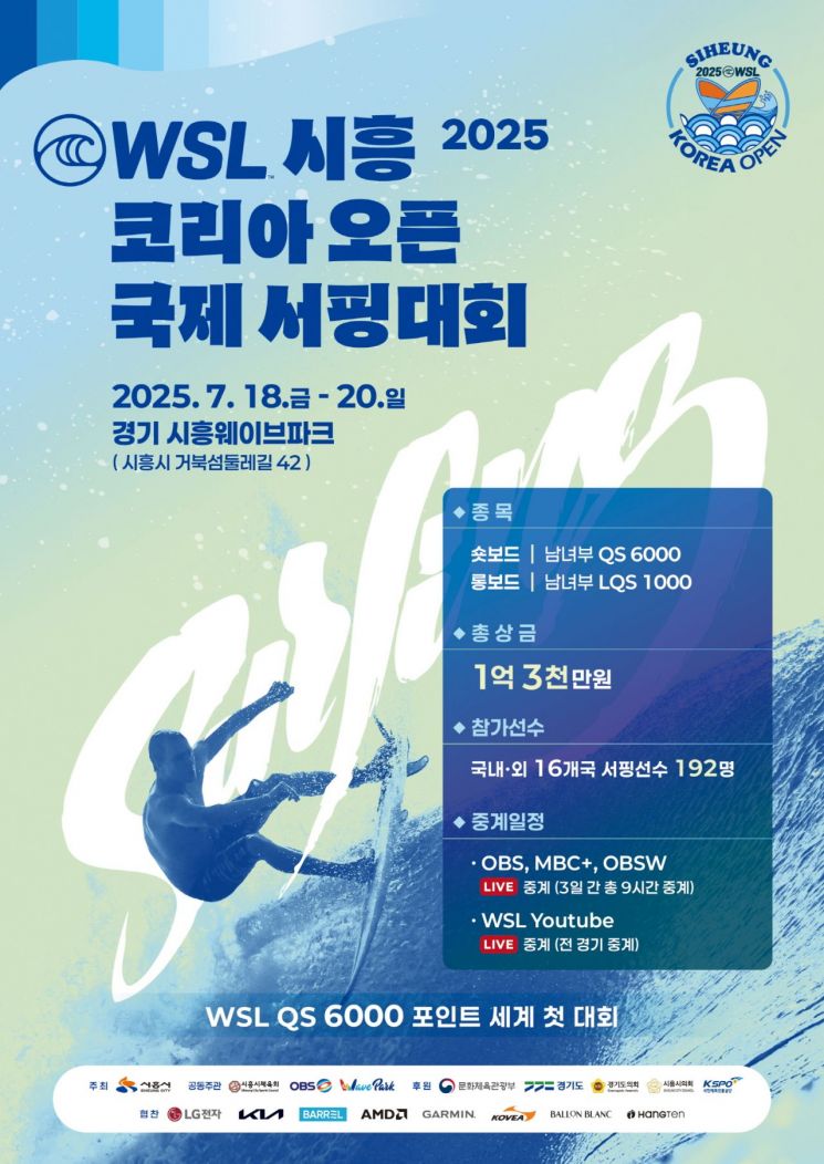 WSL 시흥 코리아 오픈 국제서핑대회 내일 개막