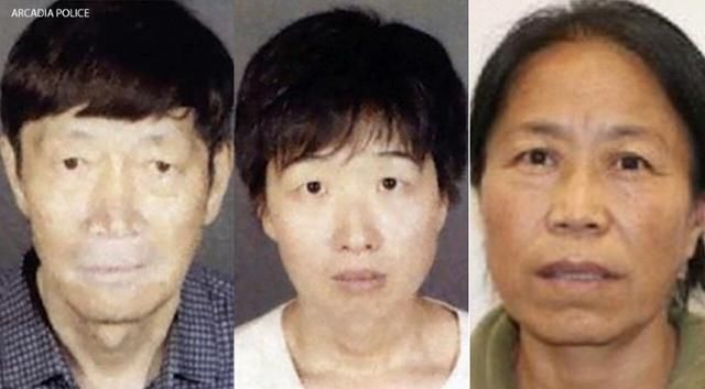 미국에서 아동학대 등 혐의로 경찰에 체포된 중국계 미국인 구오준 쉬안(왼쪽 사진부터), 실비아 장, 춘메이 리. 아카디아 경찰
